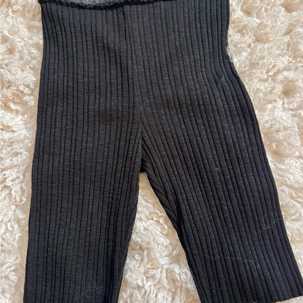 LA MIEL Black Ribbed Kids Leggings